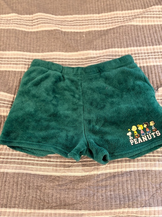 Peanuts Pants - Peanuts Plush Green Women’s Large Shorts